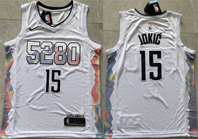 Men's Denver Nuggets #15 Nikola Jokic White 2024 City Edition Stitched Basketball Jersey,We sell and wholesale Men's Denver Nuggets #15 Nikola Jokic White 2024 City Edition Stitched Basketball Jersey on line form chian!